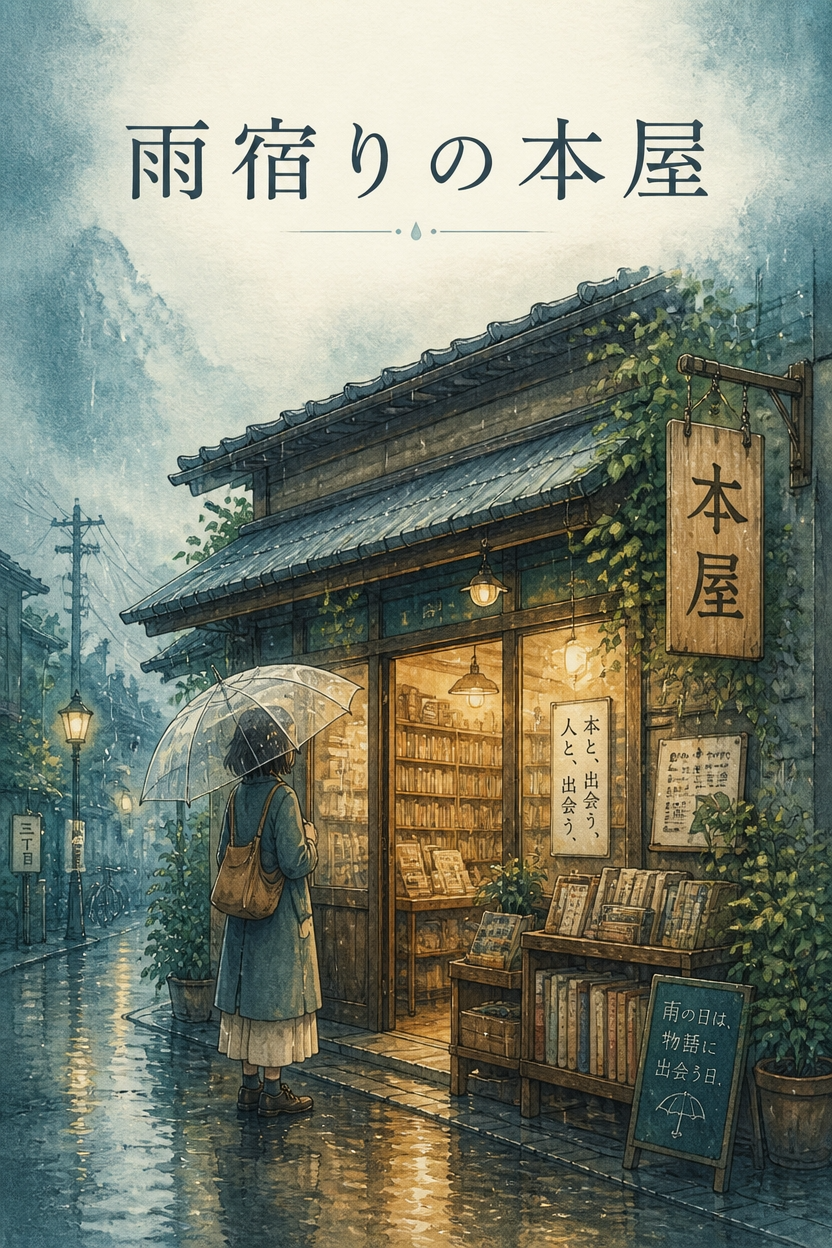『雨宿りの本屋』装画 のカバー